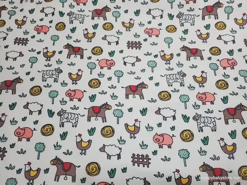 Farm Animal Doodles Flannel Fabric Remnant - 100% Cotton - Choose Size - Soft Craft & Quilting Fabric