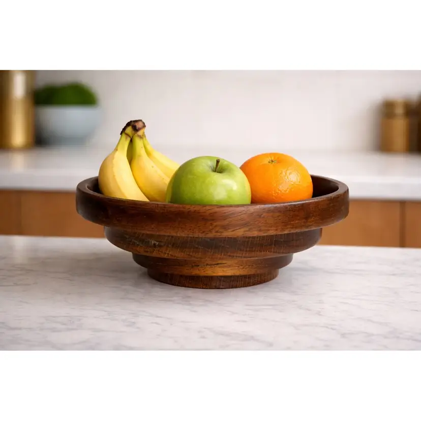Vintage Multi Wood Tiered Bowl