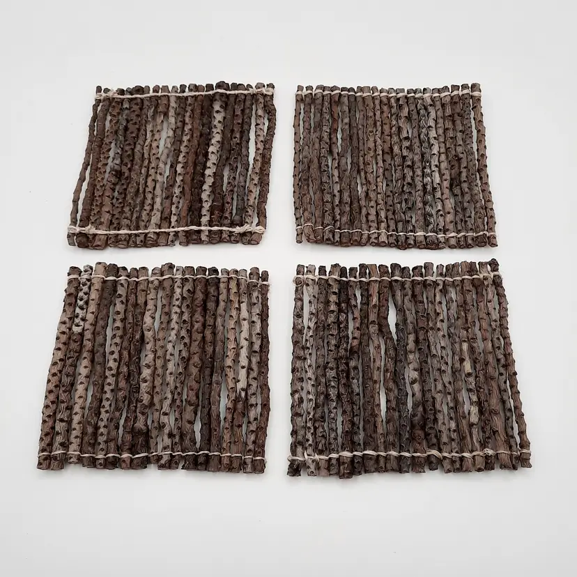 Natural Twig Branch Rustic Coasters Set of 4
