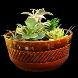 Made for FTD in 1979 By HAEGER USA-Brown Pottery w/ a Decorative Band Around Middle-Use as a Bowl or as a Planter
