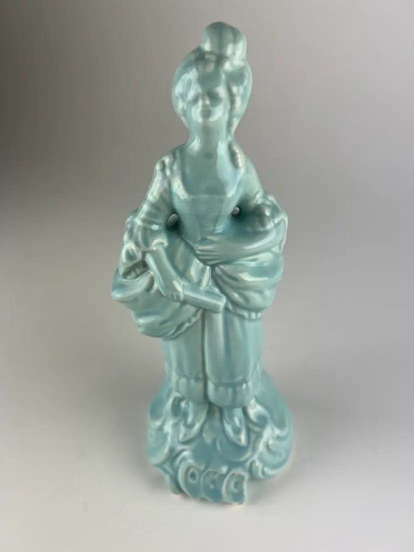 1700's Dressed Lady Figurine 1/2 of Couple Made Circa 1950 pastel Blue