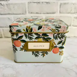Paper Source Rifle Recipe Tin Box Floral Citrus 2015 w/ Dividers Excellent
