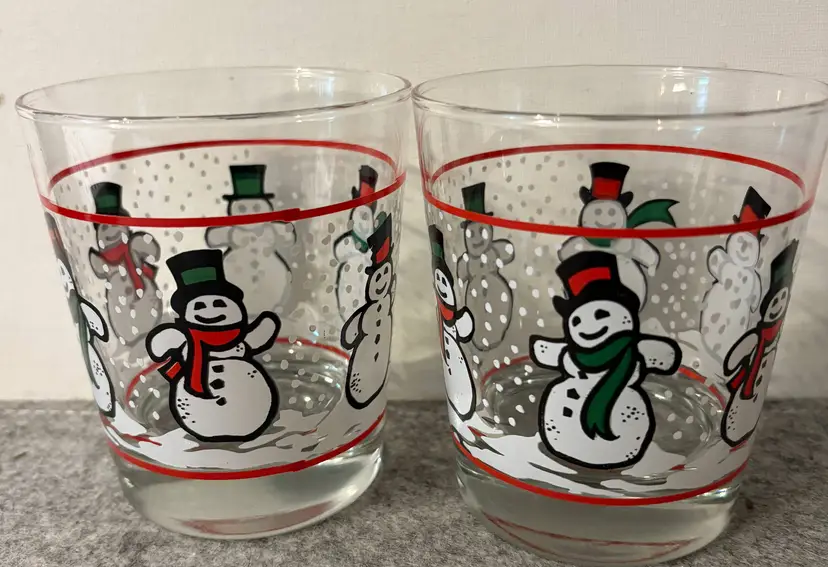 2 Vintage Libbey Snowmen Tumblers  #2778