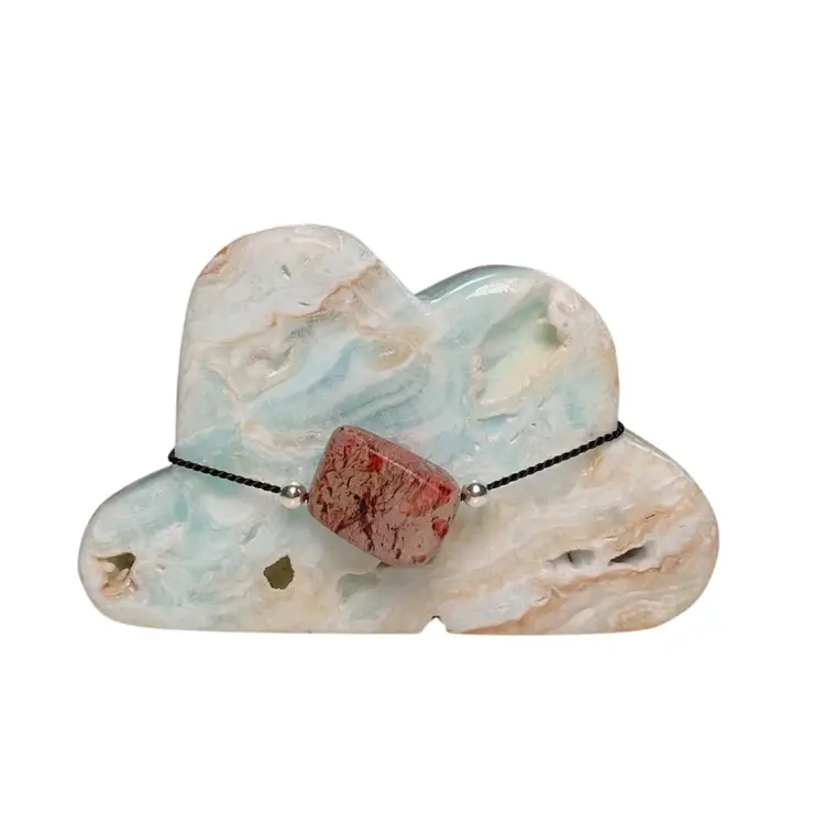 Minimal Free-Floating Red Sea Sediment Jasper Pendant Necklace