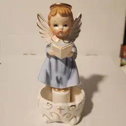 Vintage Japan Angel Religious Holy Water Vessel Wall Pocket Figurine