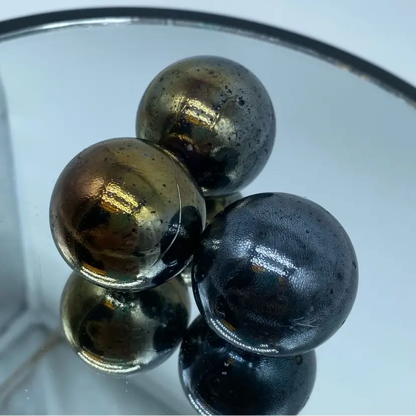 #0603 Three Iridescent Metallic Grey Marbles