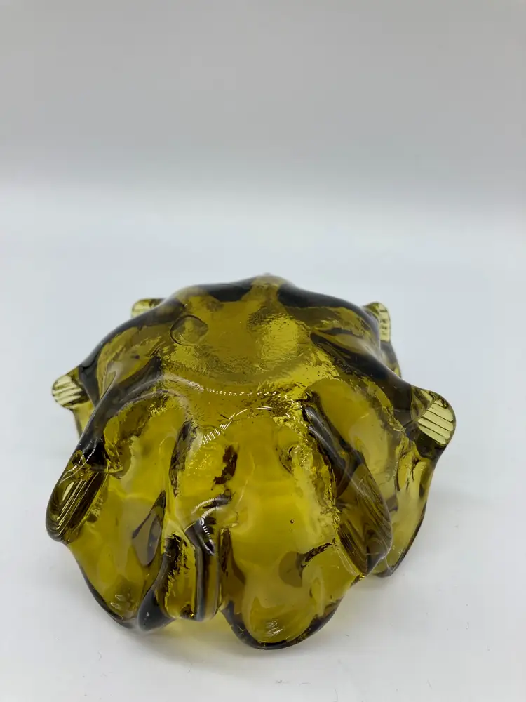 Vintage MCM Art Glass Green Nesting Ashtray/Trinket Dish