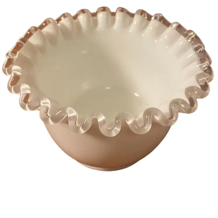 Fenton Silver Crest White Ruffled