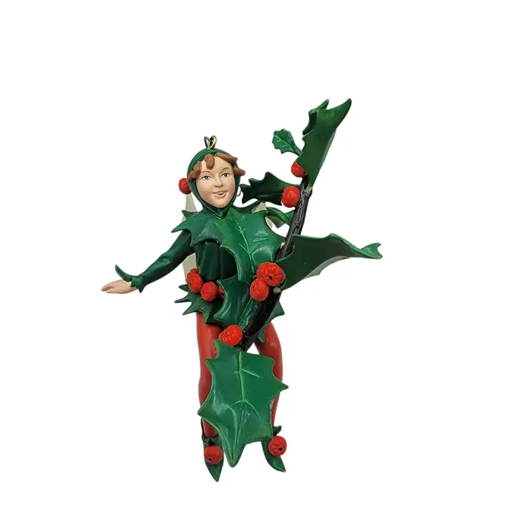 Enesco Holly Fairy Ornament Festival of Flower Fairies Figurine In Box