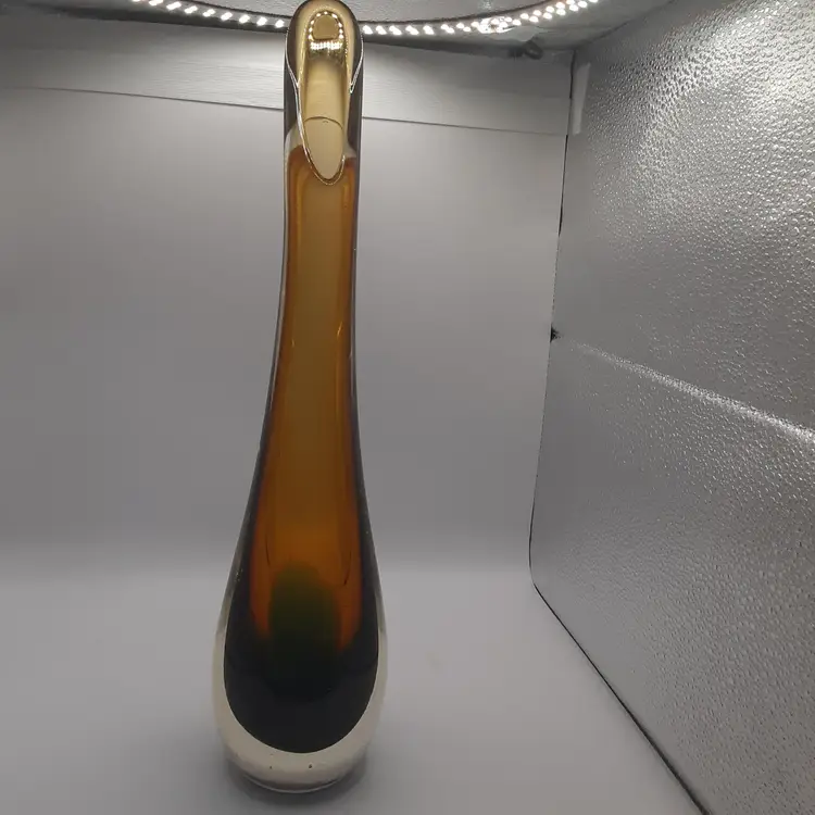 Root Beer Color Swung/Stretched Glass Vase, Sommerso Technique