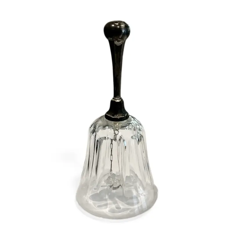 Vintage Italian 25% Lead Crystal Glass Bell With Silver Plate Handle