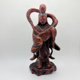 Vintage Lucky Fortune God
Musician 3.5" Red Resin
Cinnabar Figurine Japan