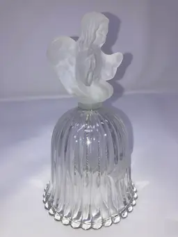 Vintage Goebel 1980 Frosted Angel Glass Bell w/Clapper (6 1/2” Tall)