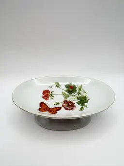 Vintage Porcelain Butterfly Pedestal Soap Down Daisy Floral Gold Trim