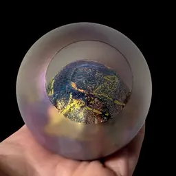 Glass Eye Studio GES, Celestial Planet Round Paperweight, 1998, Marked, Excellent