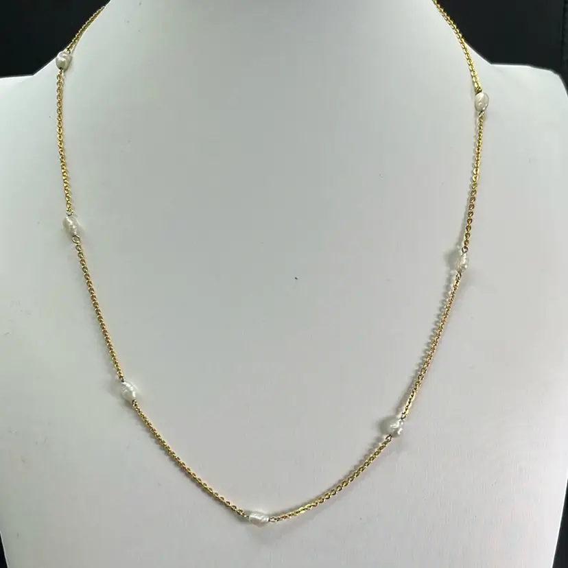1/20 14k GF Freshwater Pearl Necklace, Spring Ring Clasp 17” Long