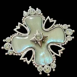 Vintage 1928 Brand Rhinestone Maltese Cross Brooch Pin Jewelry