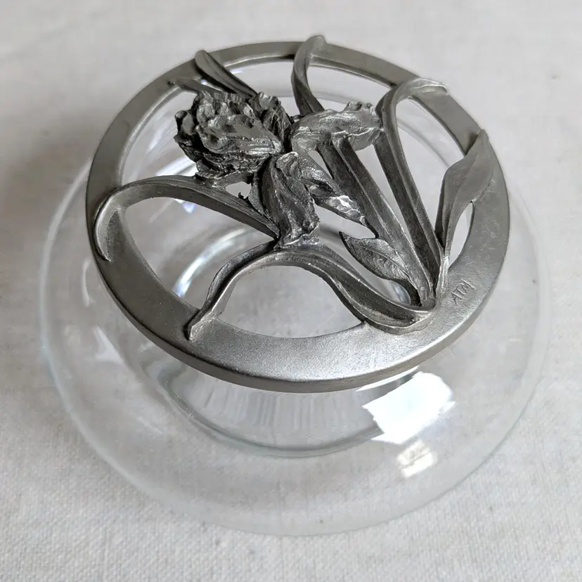 Pewter Flower Frog Vase Potpourri