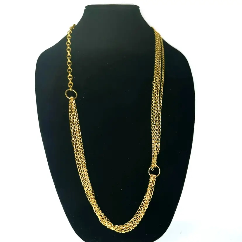 Vintage Gold-Tone Multi-Strand Layered Transforming Necklace 37 Inches