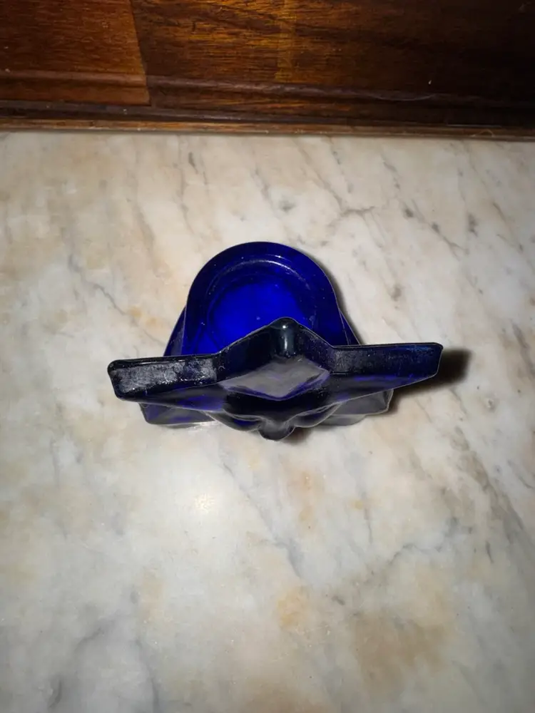 Vintage Celestial Cobalt Blue Glass Candle Tea Light Holder Star