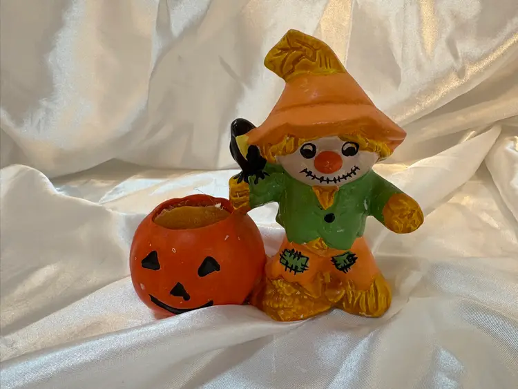 Vintage Scarecrow Pumpkin Figurine