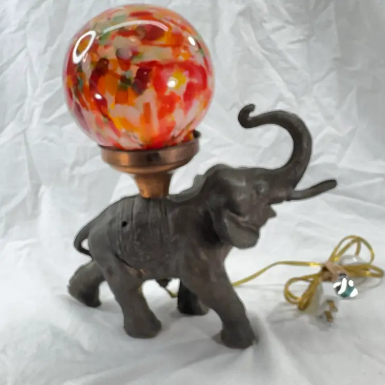Vintage Marriage Home Made Elephant Lamp As Is