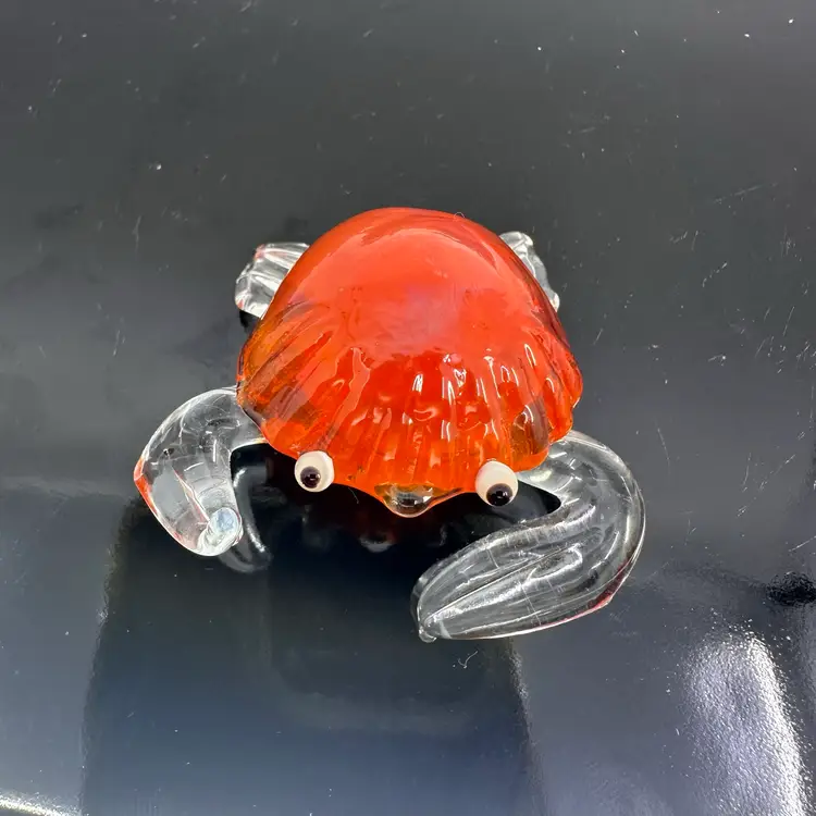 Art Glass Orange Crab Figurine