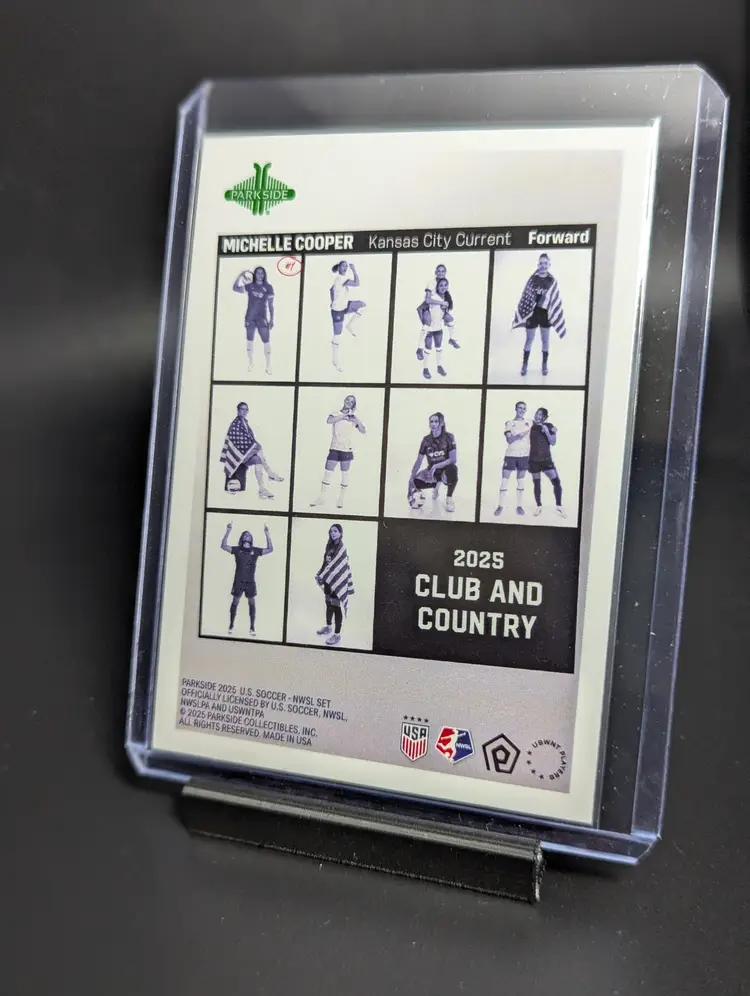 2025 Parkside NWSL/USWNT Club and Country Michelle Cooper Studio Blue Border Holo 09/10 KC Current