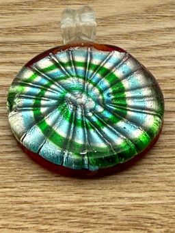 Fused Glass Dichroic Foil Blue/Green/Red Pendant