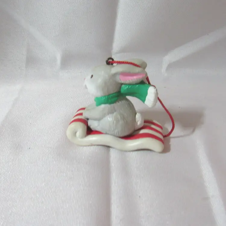 #01 Avon Frosty Treats - Rabbit on Peppermint Candy Sled - Christmas Ornament