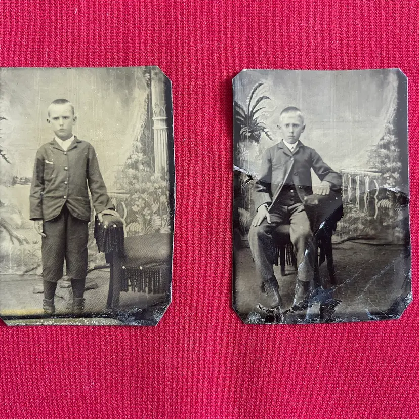(2) Antique Tintype Photos 1800s Brothers PH54