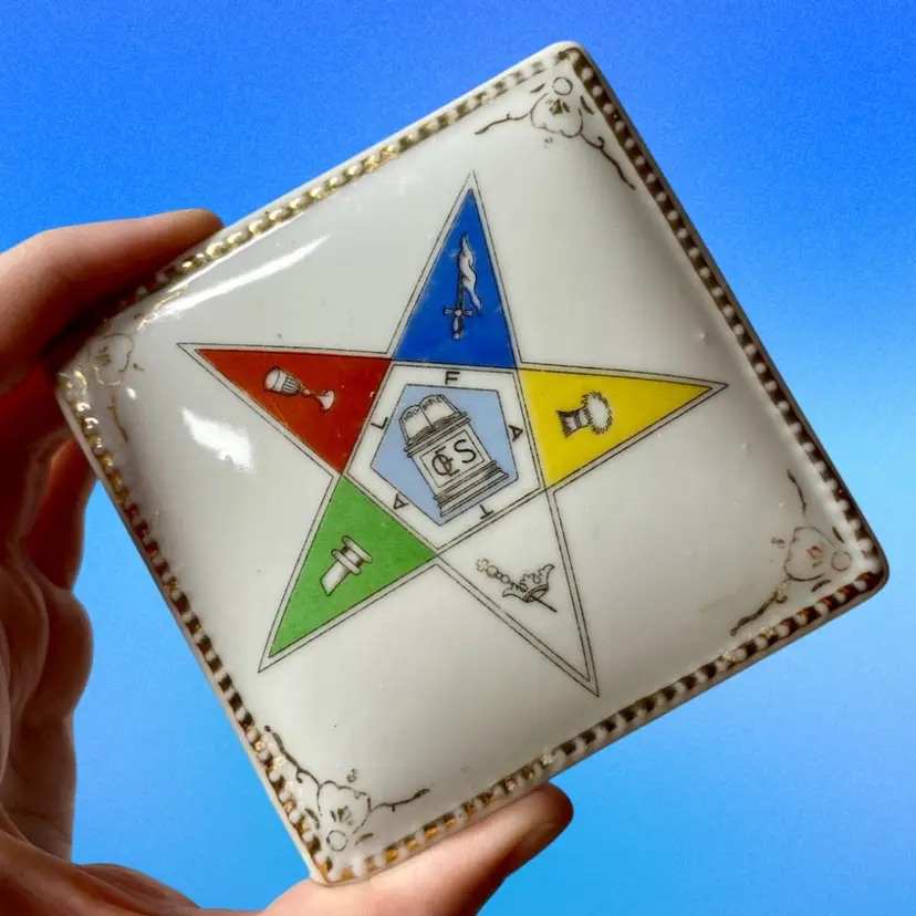 Order Of The Eastern Star Porcelain Trinket Box - Japan