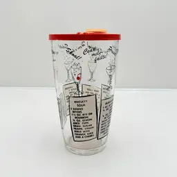 Mid Century Vintage Bar Drink Shaker With Recipes And Plastic Lid