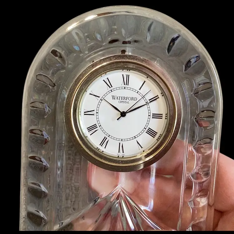 #01 Waterford Crystal Clock Needs Battery 5.5”x3.5”