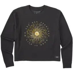 Women's Life Is Good We Are All Stardust Long Sleeve Crusher Boxy Tee Large
