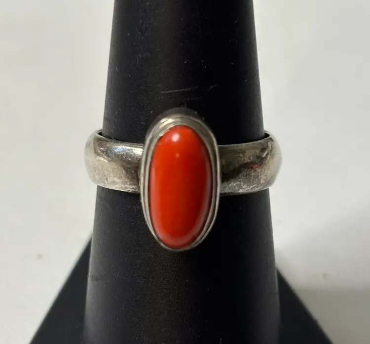 Sterling Red Coral Ring