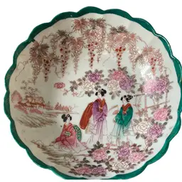 Vintage Geisha Girl Hand Painted Japanese Porcelain Bowl