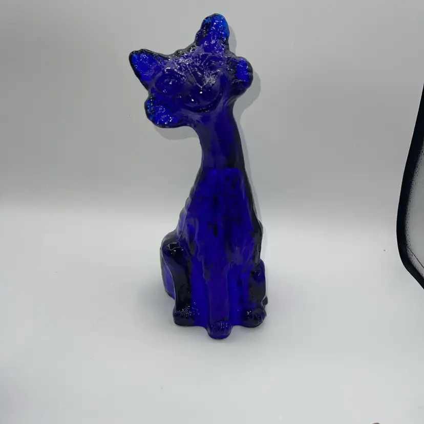 Fenton Glass Cobalt Blue Alley Cat Rare Undecorated 11"