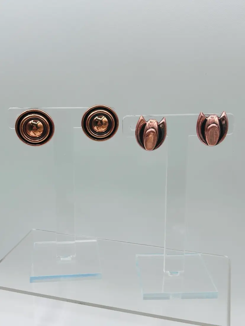 Renoir Copper Jewelry Screw Back Earrings Mid Century Modernist Vintage