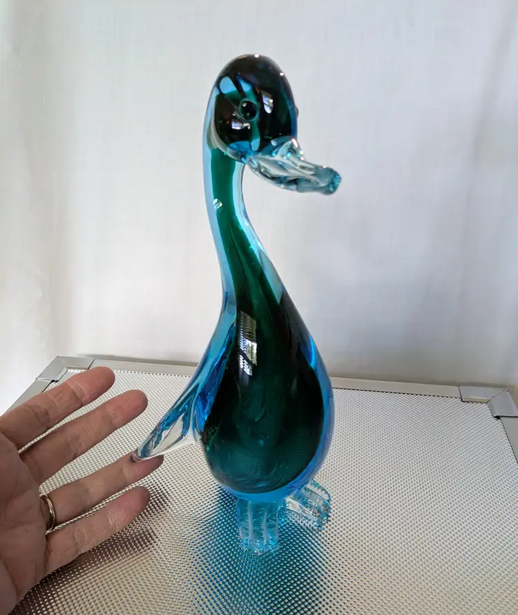 Archimedes Seguso MCM Murano Sommerso Art Glass Duck taking flight