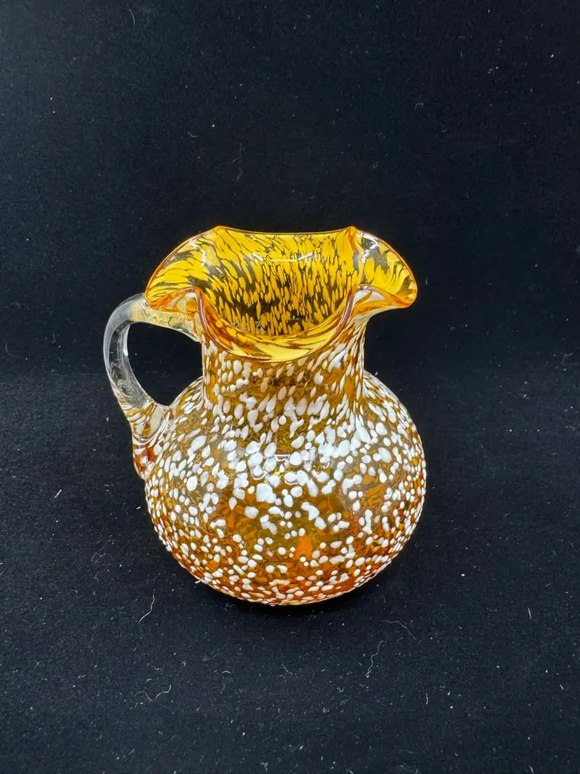 Speckled Brown Blown Glass Pitcher, 4.5”