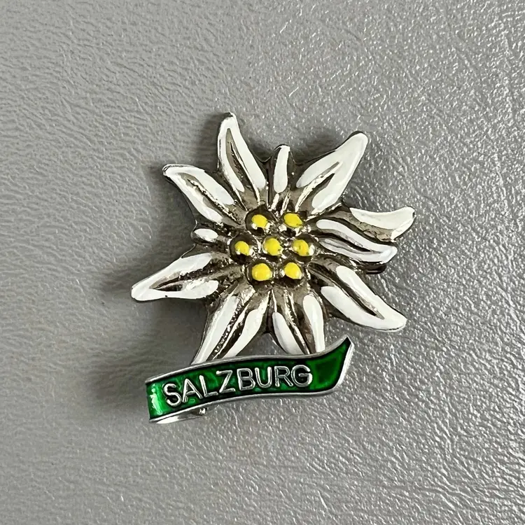 Vintage Salzburg Edelweiss Flower Brooch 1.25" Silver Tone