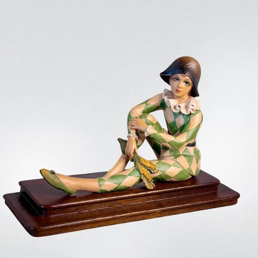 Bel Arlequin Arni Figurine “Romantic Reverie”Signed Mira Fujira  Limited Edition #9/750
6” T x 8-3/4” L x 3-1/4” W