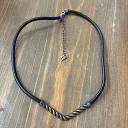 American West Carolyn Pollack sterling silver leather corded necklace 20"