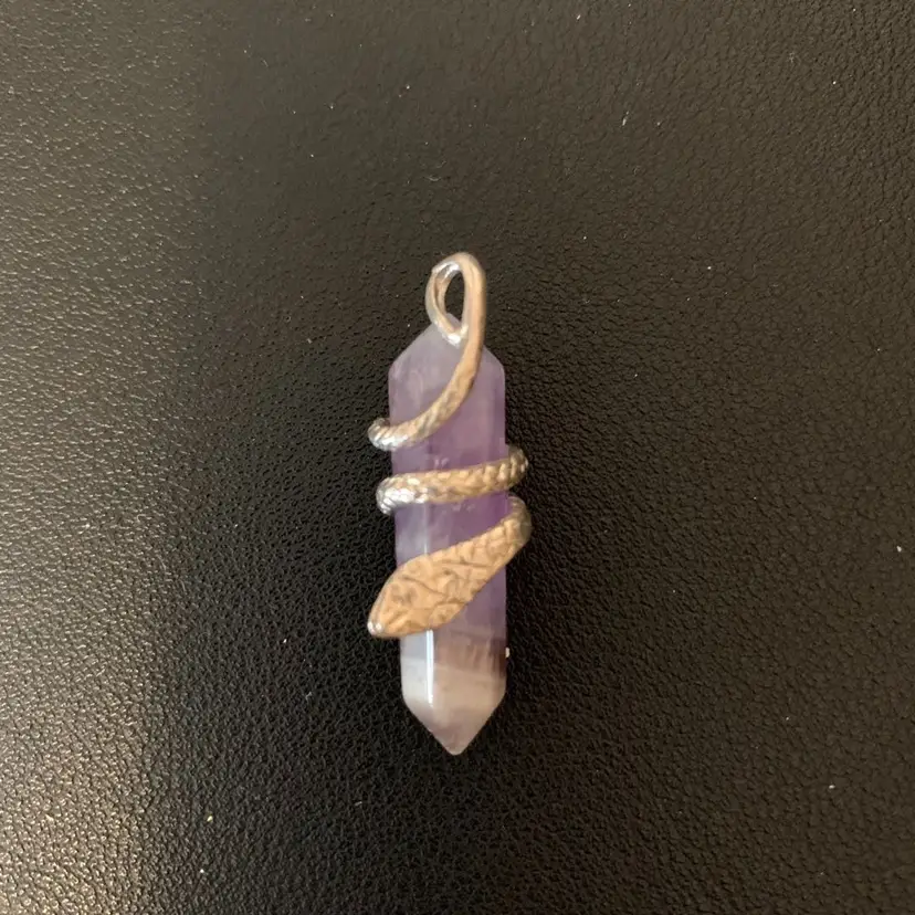 Pretty Amethyst Pendant With Silver Tone Snake