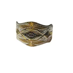 Montana Silversmiths Sterling & Gold plated Southwestern Aztec Feather Carved & Textured Cuff Bracelet - 1.5” Wide