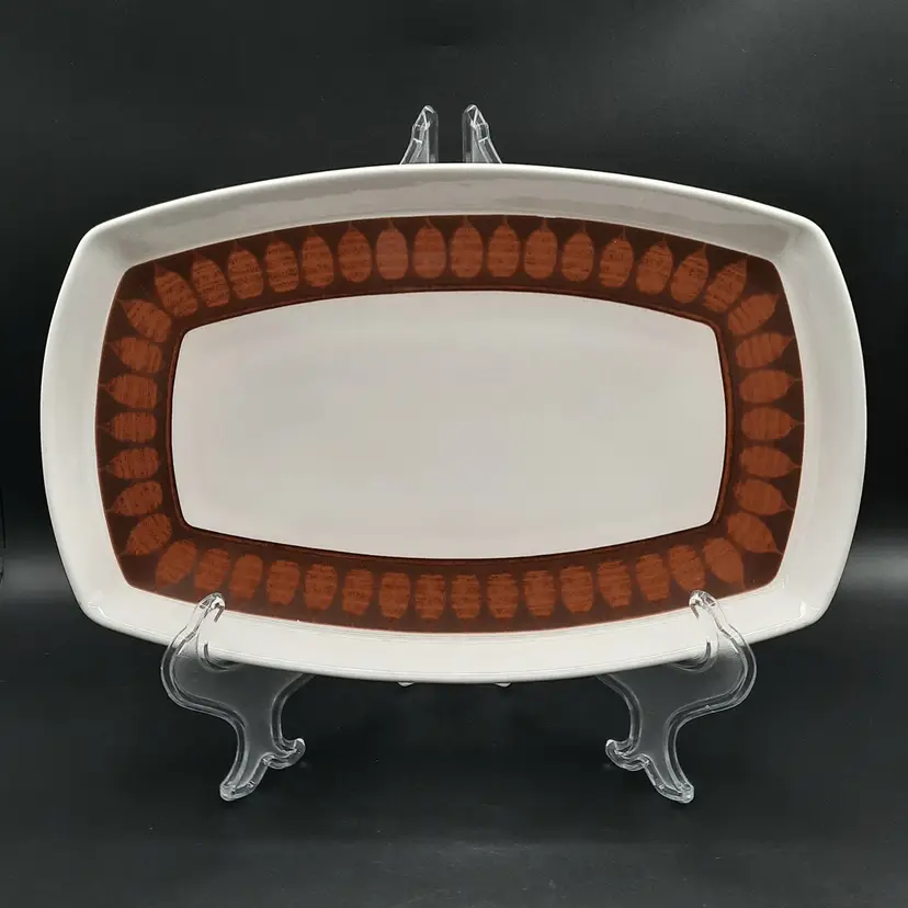 Vintage Franciscan Discovery Terra Cotta Serving Plate Tray Brown Orange