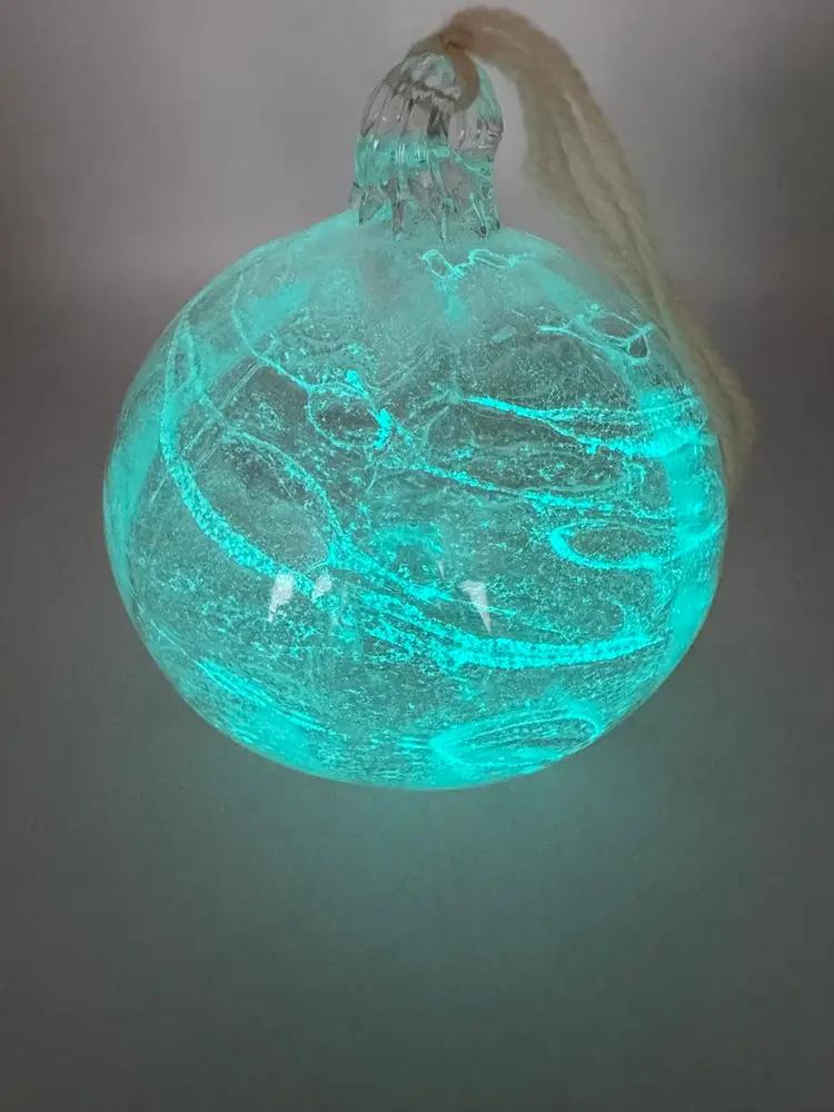 Hand Blown Art Glass Glow In The Dark Orb