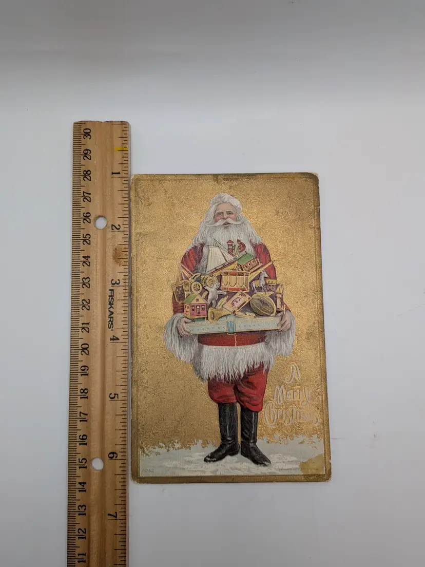 E4. Antique Early 1900s Santa Christmas Postcard Christmas Series Number 525 Embossed