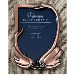 Vintage Copper Swan Metal Picture Frame For 4 X 6 Photo Elegant Eclectic